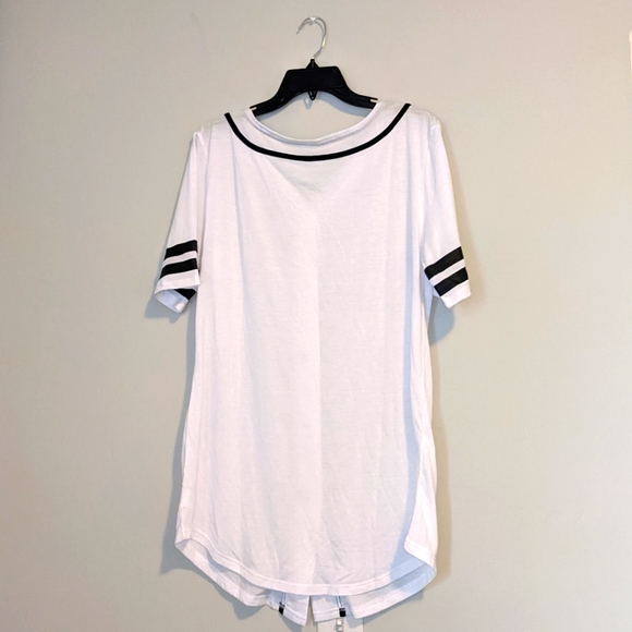 Dancewear Solutions Oversized White and Black Baseball Jersey - Picture 3 of 3